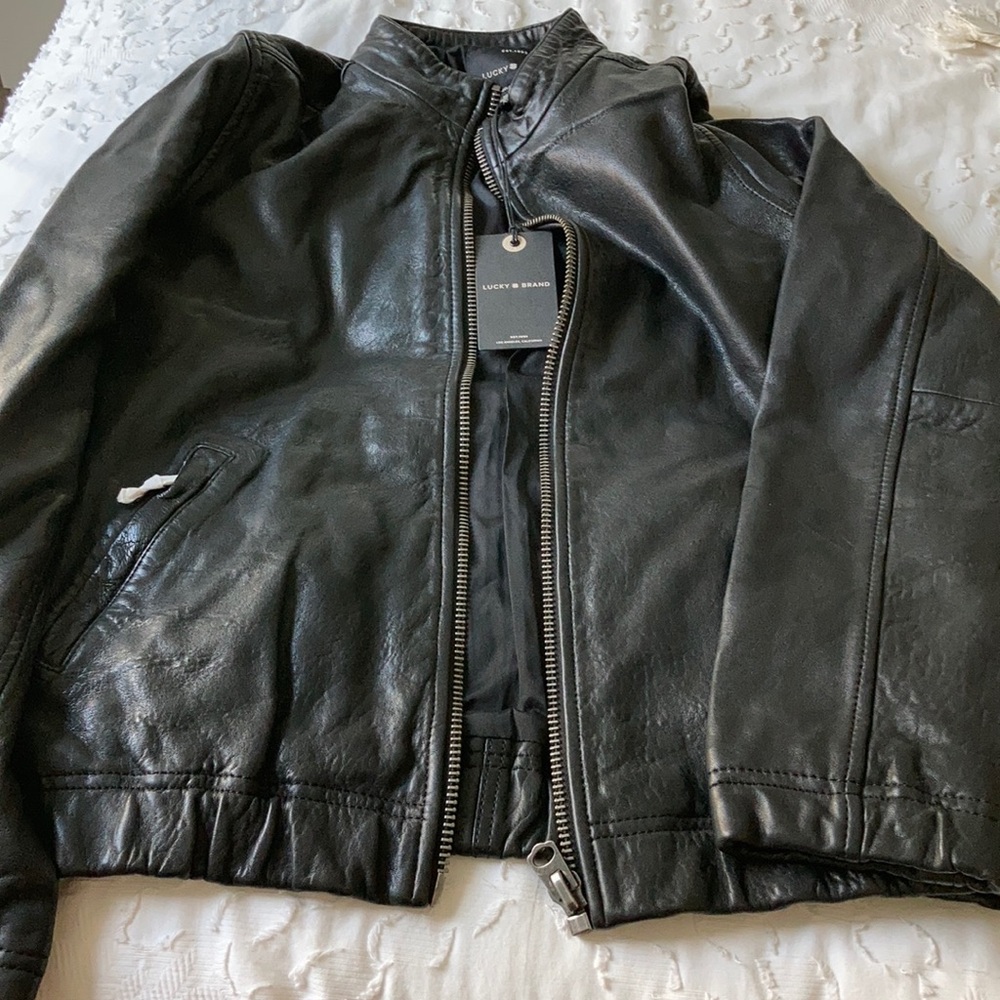 NWT Lucky Brand Black Leather Jacket